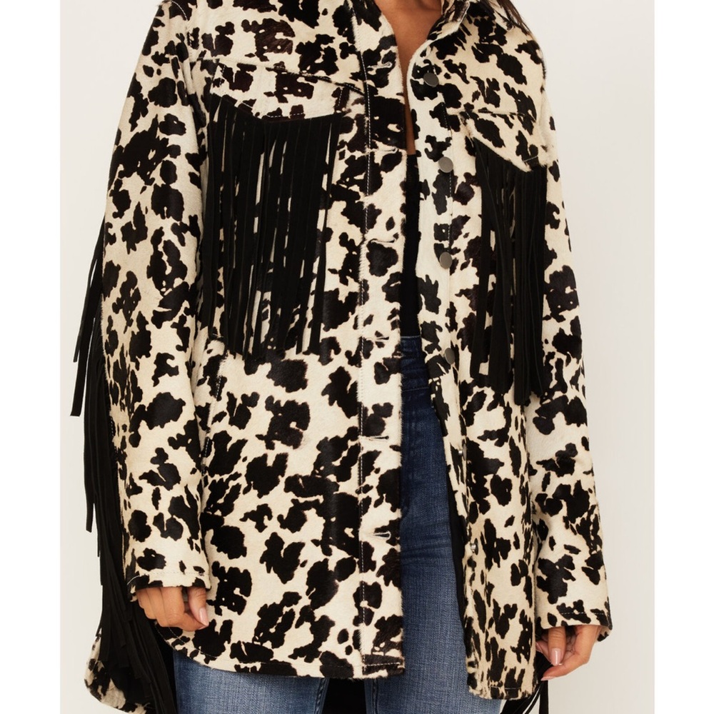 IDYLLWIND WOMEN'S HAIR-ON COW HIDE FRINGE SHACKET Size XL - Picture 3 of 11